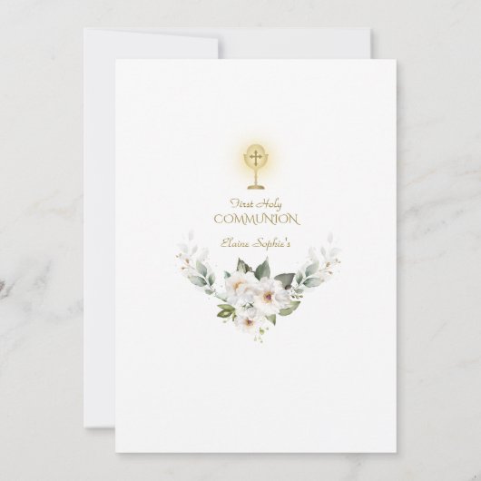 Invitation Parties scintillant d'or Rose blanche première com (Dos)