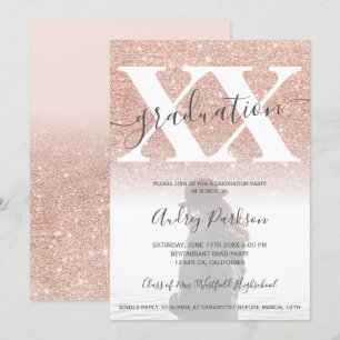 Invitation parties scintillant d'or rose blush rose graduatio