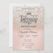 Invitation Parties scintillant d'or rose Bokeh Ombre, Tiara 2 (Devant)