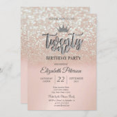 Invitation Parties scintillant d'or rose Bokeh Ombre, Tiara 2 (Devant / Derrière)