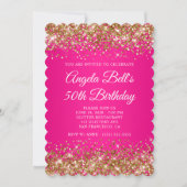 Invitation Parties scintillant d'or rose chaud Monogramme 50e (Devant)