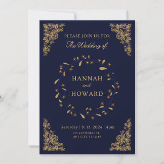Invitation parties scintillant d'or rose confetti chic marin