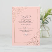 Invitation Parties scintillant d'or rose Confetti Corners Swe (Debout devant)