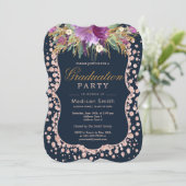 Invitation Parties scintillant d'or rose Confetti Glam Floral (Debout devant)