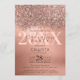 Invitation Parties scintillant d'or rose Confetti Graduation