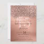 Invitation Parties scintillant d'or rose Confetti Metallic Qu (Devant)