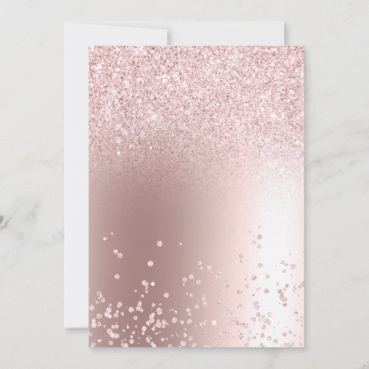 Invitation parties scintillant d'or rose confetti ombre fille (Dos)