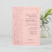 Invitation Parties scintillant d'or rose Confetti Side Gradua (Debout devant)
