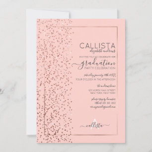 Invitation Parties scintillant d'or rose Confetti Side Gradua