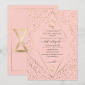 Invitation Parties scintillant d'or rose Confetti Terrarium B (Devant / Derrière)