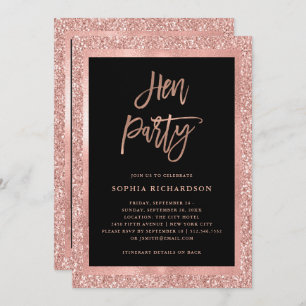 Invitation Parties scintillant d'or Rose de Faux Hen Party a