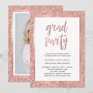 Invitation Parties scintillant d'or Rose de Faux Photo du Pa