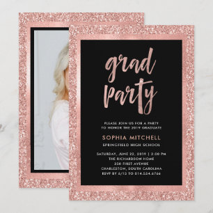 Invitation Parties scintillant d'or Rose de Faux Photo du Pa