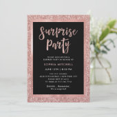 Invitation Parties scintillant d'or Rose de Faux| Surprise (Debout devant)