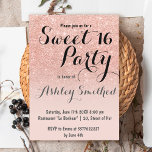 Invitation Parties scintillant d'or rose en faux girly modern<br><div class="desc">Une jolie douche à parties scintillant en or faux rose moderne à l'ombre avec bloc de couleur rose pastel blanc pâle Sweet 16 anniversaire invitation avec or rose ombre motif s'estompant sur un arrière - plan rose. Parfait pour un Sweet sixteen princesse, parfait pour elle, la fashionista qui aime motif...</div>