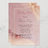 Invitation Parties scintillant d'or rose Encre d'alcool 21e f (Devant / Derrière)