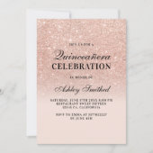 Invitation parties scintillant d'or rose et élégante Quinceañ (Devant)
