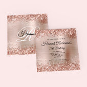 Invitation Parties scintillant d'or rose et monogramme d'huil