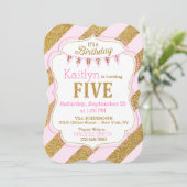 Invitation Parties scintillant d'or rose étincelle Cinquième  (Debout devant)