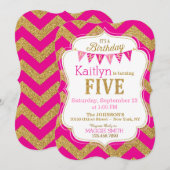 Invitation Parties scintillant d'or rose étincelle Cinquième (Devant / Derrière)