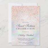 Invitation parties scintillant d'or rose étincelle perle nacr (Devant)