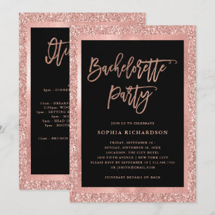 Invitation Parties scintillant d'or Rose Faux   Bachelorette