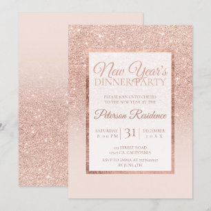 Invitation parties scintillant d'or rose Faux élégant chic No