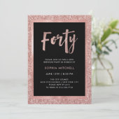 Invitation Parties scintillant d'or Rose Faux | Fête du 40e a (Debout devant)