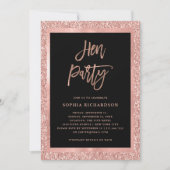 Invitation Parties scintillant d'or Rose Faux | Hen Party ave (Devant)