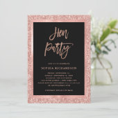 Invitation Parties scintillant d'or Rose Faux | Hen Party ave (Debout devant)