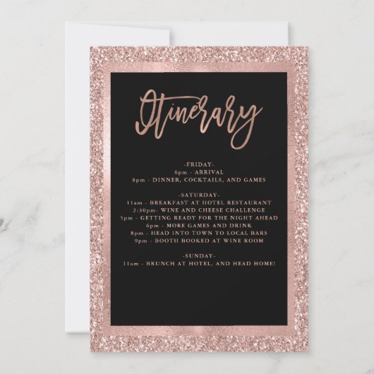 Invitation Parties scintillant d'or Rose Faux | Hen Party ave (Dos)