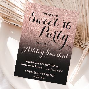 Invitation Parties scintillant d'or rose faux moderne ombre n