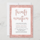 Invitation Parties scintillant d'or Rose Faux | Photo de la f (Devant)