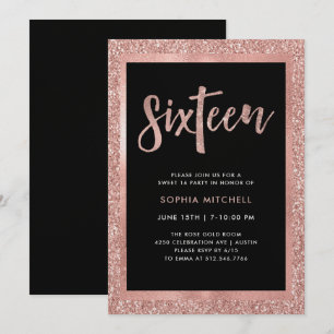 Invitation Parties scintillant d'or Rose Faux Soirée 16