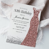 Invitation Parties scintillant d'or rose femmes 50e anniversa