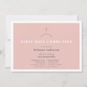 Invitation Parties scintillant d'or rose Fille première saint (Devant)