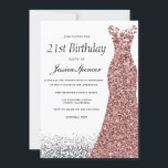 Invitation Parties scintillant d'or rose Filles 21ème anniver<br><div class="desc">Rose Gold Parties scintillant Girls 21st Birthday Party Invitation Voir les articles correspondants dans niche et niche magasin</div>