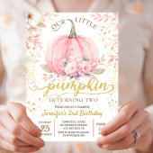 Invitation Parties scintillant d'or Rose Floral Girl Citrouil