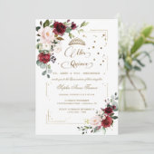 Invitation Parties scintillant d'or rose Floral Mis Quince Qu (Debout devant)
