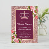 Invitation Parties scintillant d'or rose Floral Princess Fête (Debout devant)
