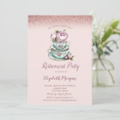 Invitation Parties scintillant d'or rose Floral Tea Cup Retra (Debout devant)