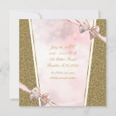 Invitation Parties scintillant d'or rose Glam Sparkle Bow fêt (Dos)