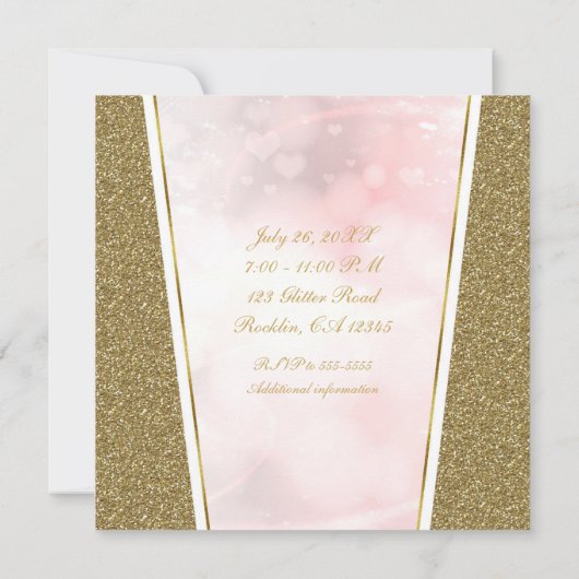 Invitation Parties scintillant d'or rose Glam Sparkle fête d' (Dos)