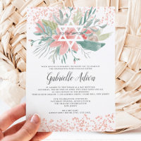 parties scintillant d'or rose  hébreu fleuri Bat m