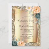 Invitation Parties scintillant d'or Rose jaune (Devant)