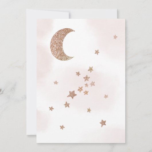 Invitation parties scintillant d'or rose lune étoiles nuages  (Dos)