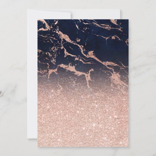Invitation parties scintillant d'or rose marbre marine aquare (Dos)