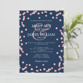 Invitation Parties scintillant d'or Rose Mariage moderne Conf (Debout devant)