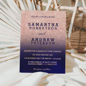 Invitation parties scintillant d'or rose marine bleu aquarell