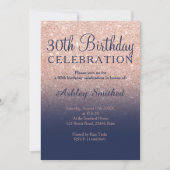 Invitation parties scintillant d'or rose marine bleu ombre 30 (Devant)